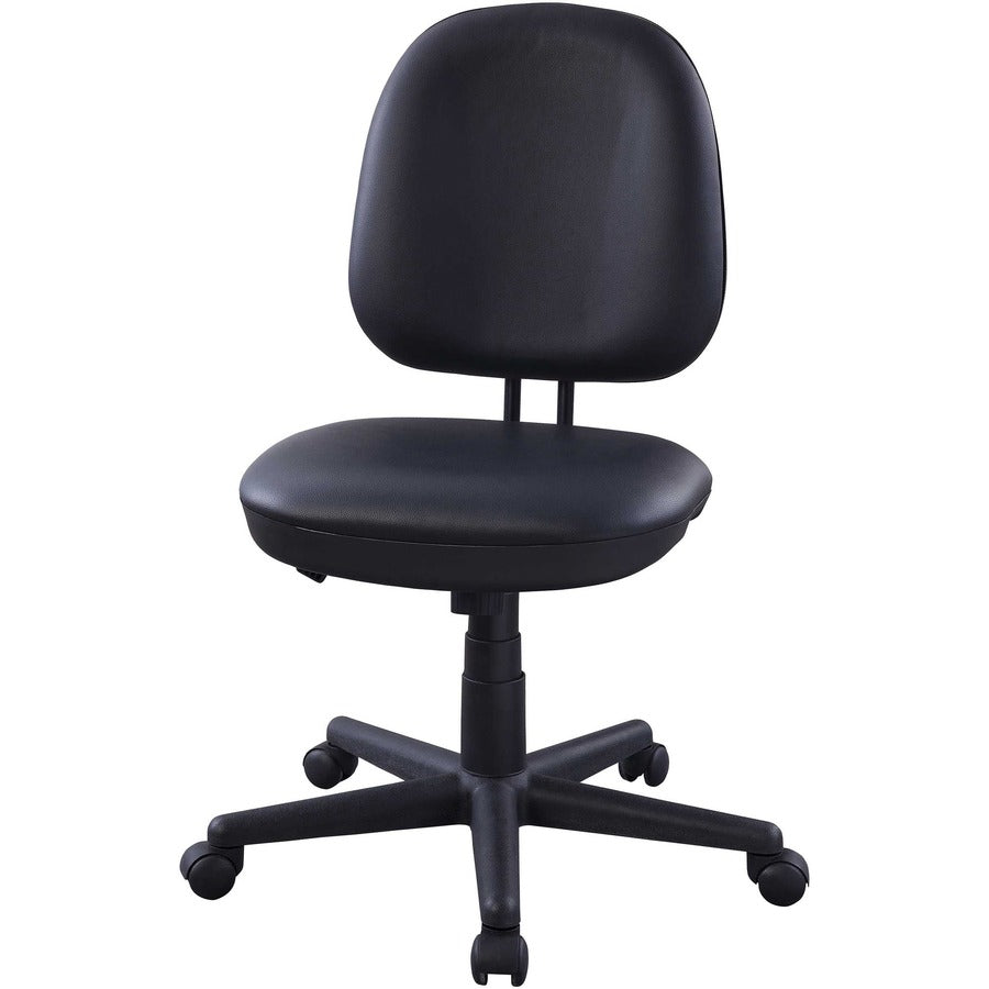 Lorell Vinyl Contoured Task Chair - Vinyl Seat - Vinyl Back - 5-star Base - Black - Plastic - 1 Each