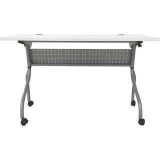 Lorell Flip Top Training Table - For - Table TopWhite Rectangle Top - Silver Folding Base - 4 Legs - 23.60" Table Top Length x 48" Table Top Width - 29.50" Height - Assembly Required - 1 Each