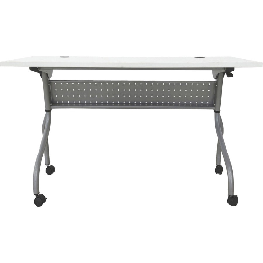 Lorell Flip Top Training Table - For - Table TopWhite Rectangle Top - Silver Folding Base - 4 Legs - 23.60" Table Top Length x 48" Table Top Width - 29.50" Height - Assembly Required - 1 Each