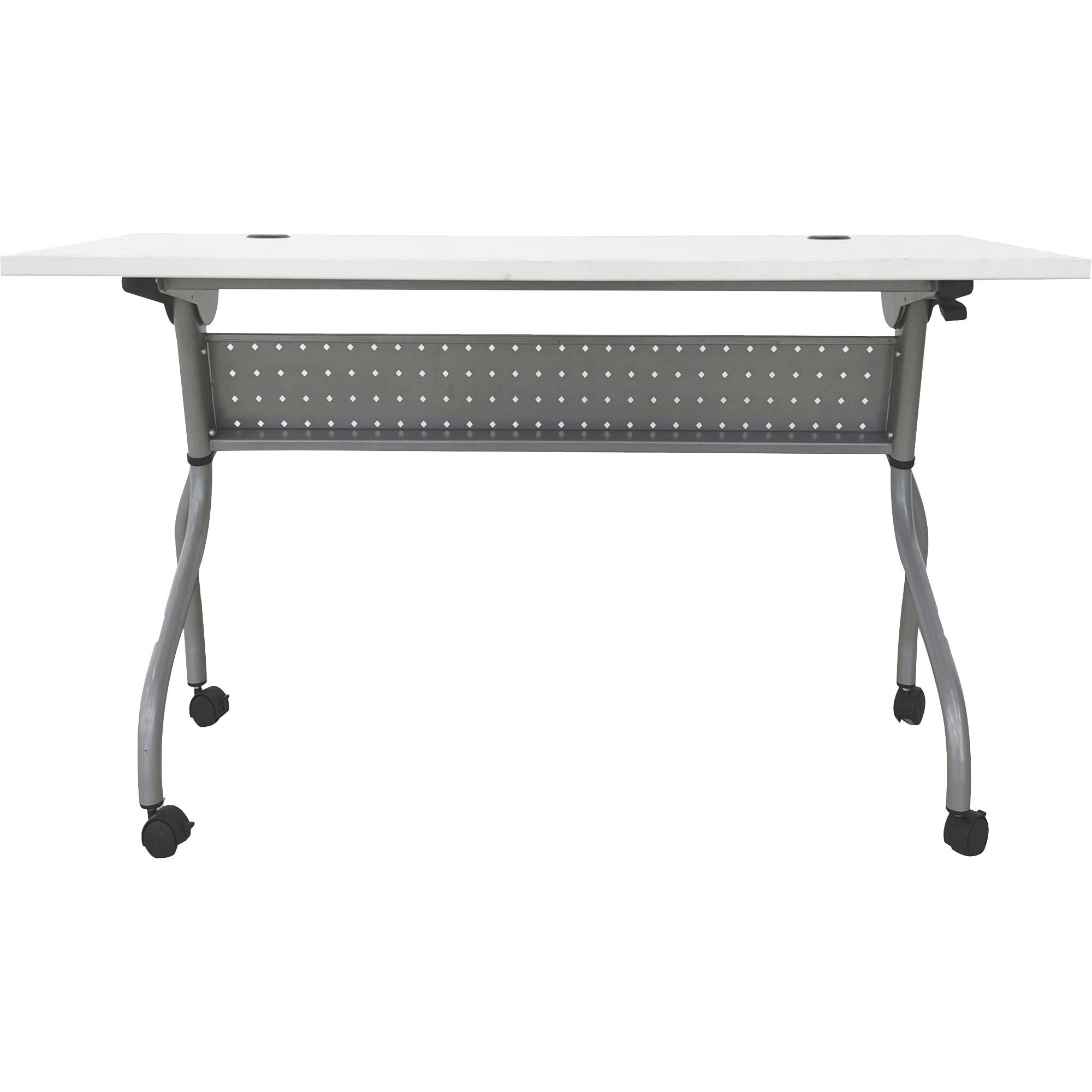 lorell-flip-top-training-table-for-table-topwhite-rectangle-top-silver-folding-base-4-legs-2360-table-top-length-x-48-table-top-width-2950-height-assembly-required-1-each_llr60745 - 3