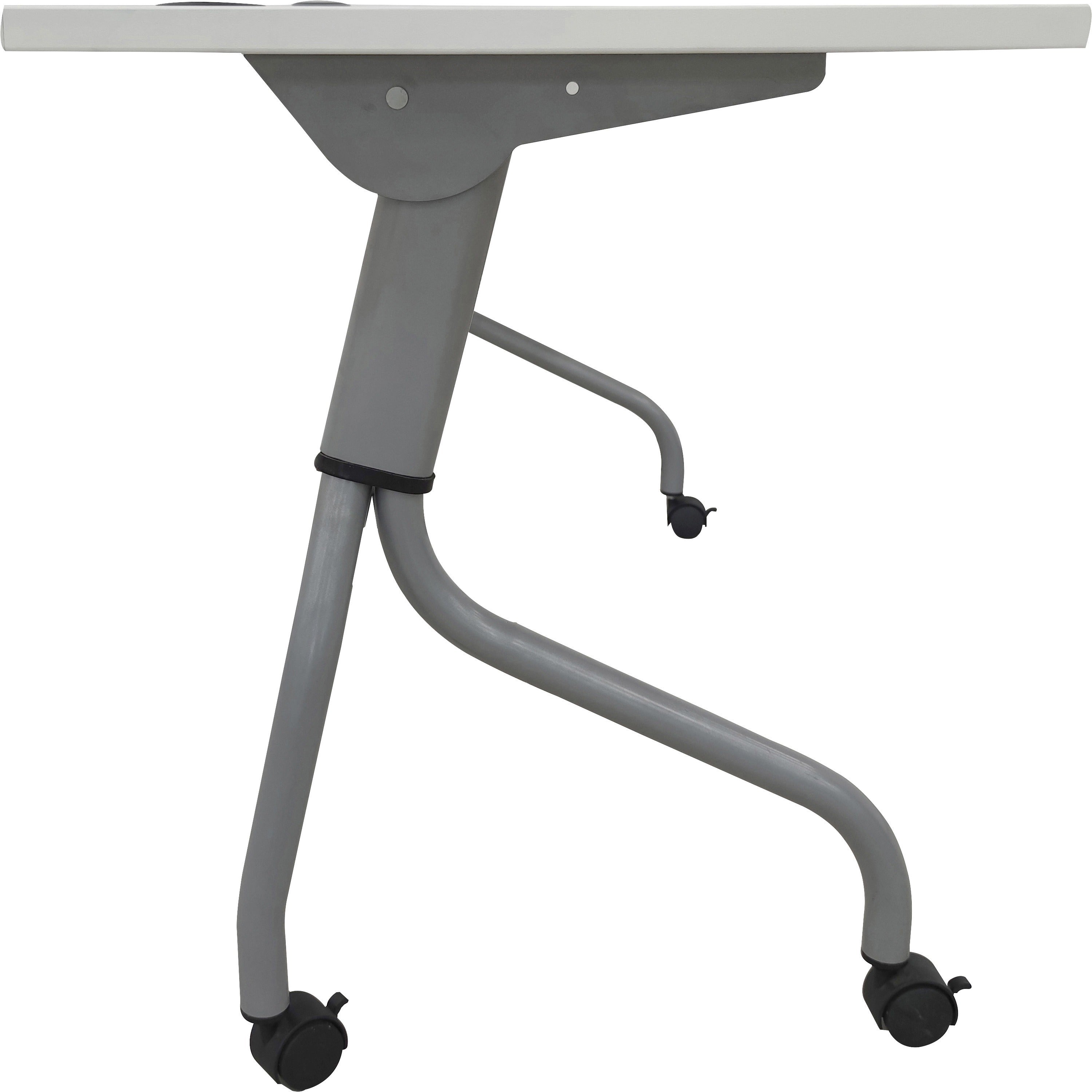 lorell-flip-top-training-table-for-table-topwhite-rectangle-top-silver-folding-base-4-legs-2360-table-top-length-x-48-table-top-width-2950-height-assembly-required-1-each_llr60745 - 5