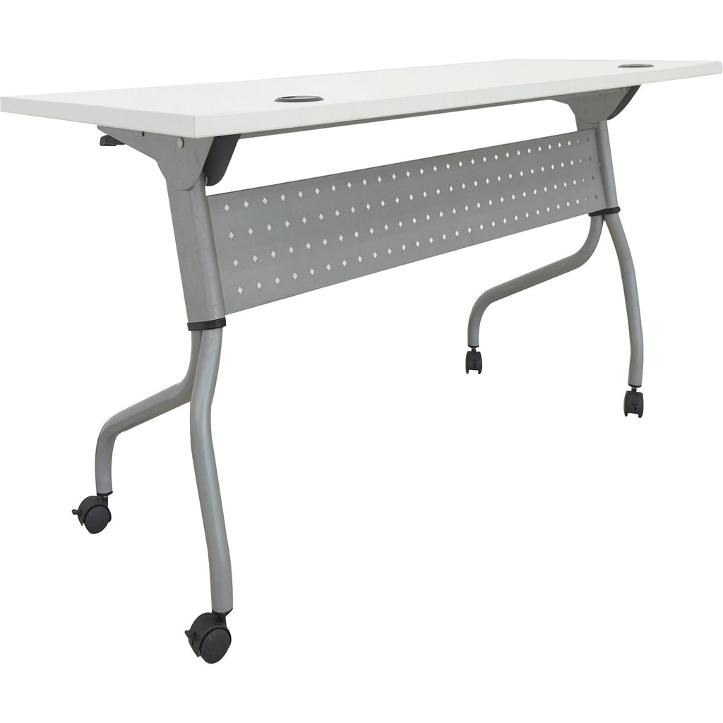 Lorell Flip Top Training Table - For - Table TopWhite Rectangle Top - Silver Folding Base - 4 Legs - 23.60" Table Top Length x 48" Table Top Width - 29.50" Height - Assembly Required - 1 Each