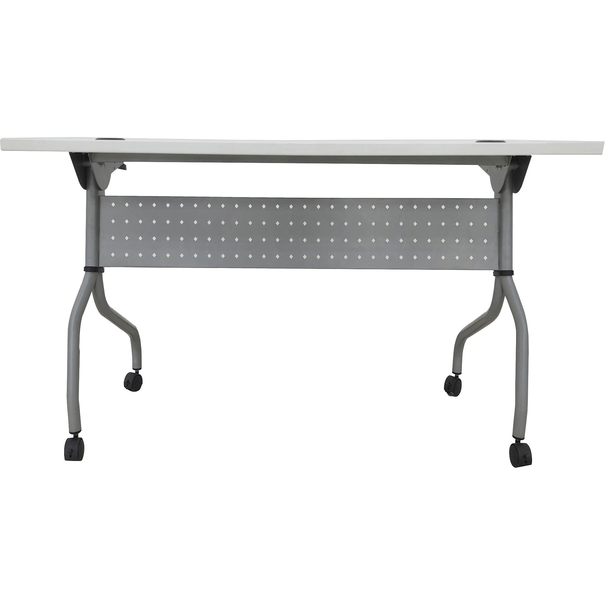 lorell-flip-top-training-table-for-table-topwhite-rectangle-top-silver-folding-base-4-legs-2360-table-top-length-x-48-table-top-width-2950-height-assembly-required-1-each_llr60745 - 4