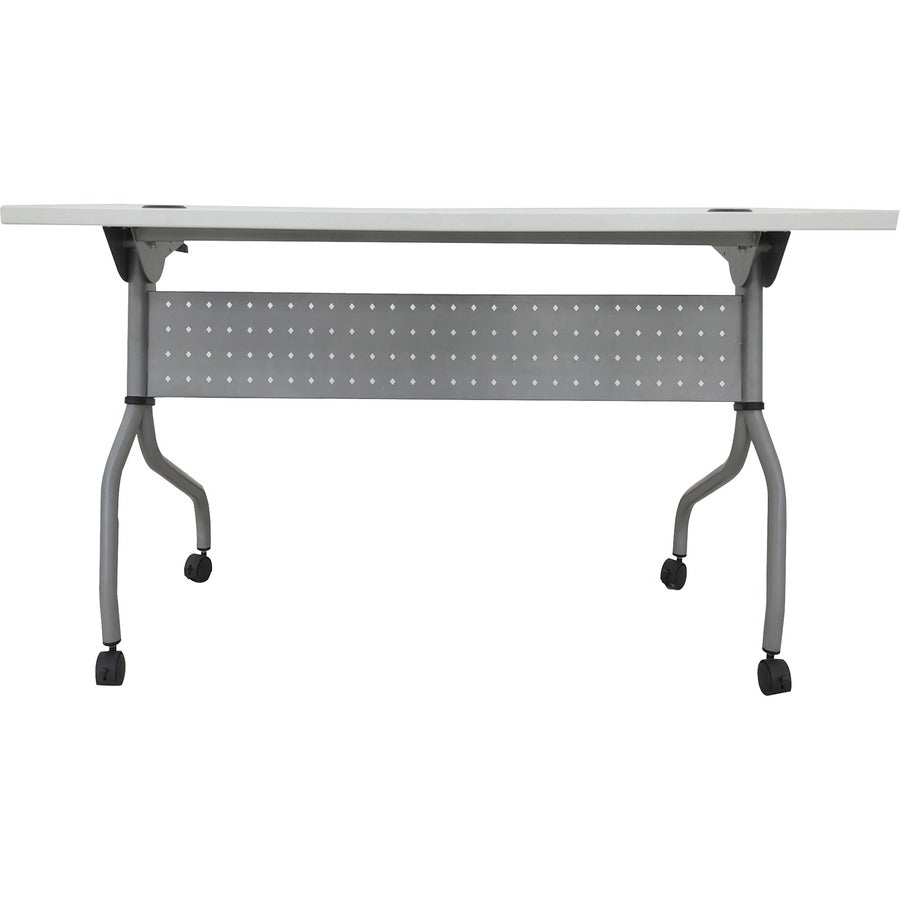 Lorell Flip Top Training Table - For - Table TopWhite Rectangle Top - Silver Folding Base - 4 Legs - 23.60" Table Top Length x 48" Table Top Width - 29.50" Height - Assembly Required - 1 Each
