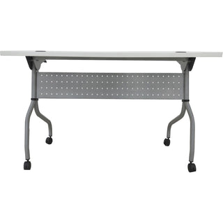Lorell Flip Top Training Table - For - Table TopWhite Rectangle Top - Silver Folding Base - 4 Legs - 23.60" Table Top Length x 48" Table Top Width - 29.50" Height - Assembly Required - 1 Each