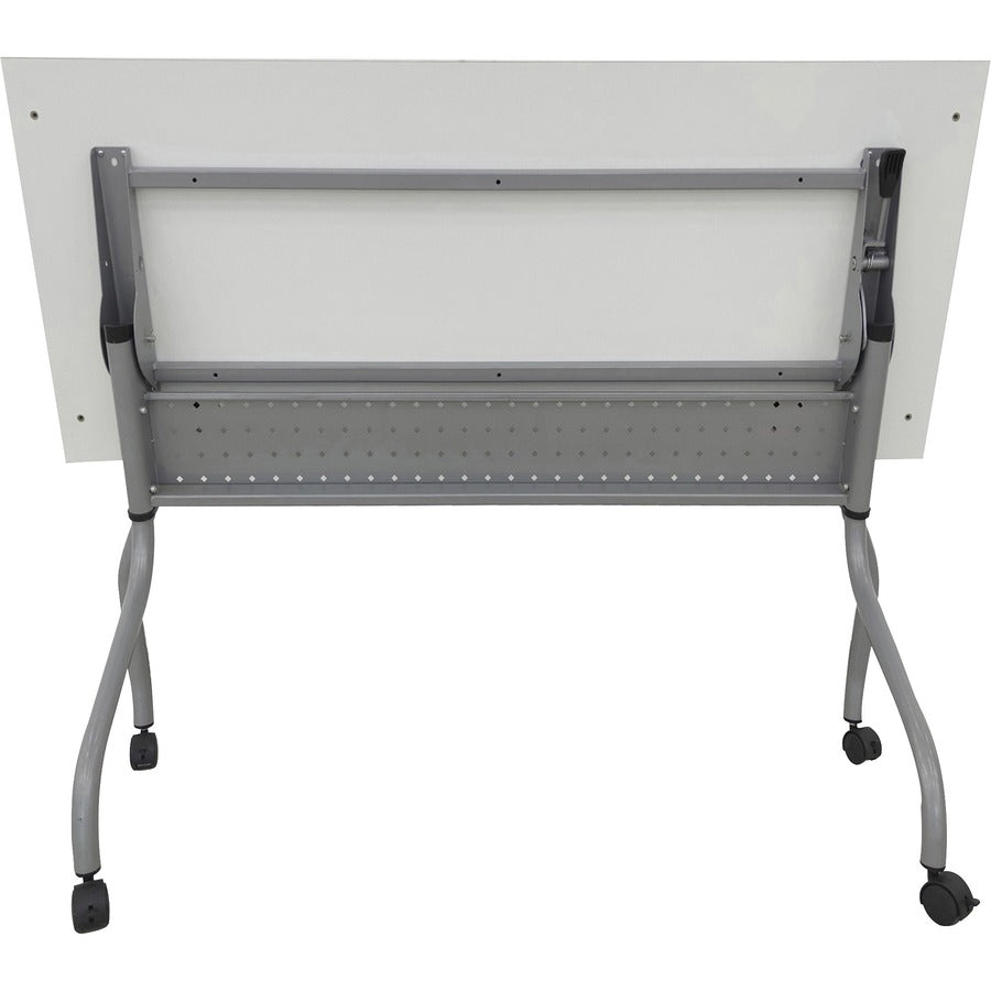 Lorell Flip Top Training Table - For - Table TopWhite Rectangle Top - Silver Folding Base - 4 Legs - 23.60" Table Top Length x 48" Table Top Width - 29.50" Height - Assembly Required - 1 Each