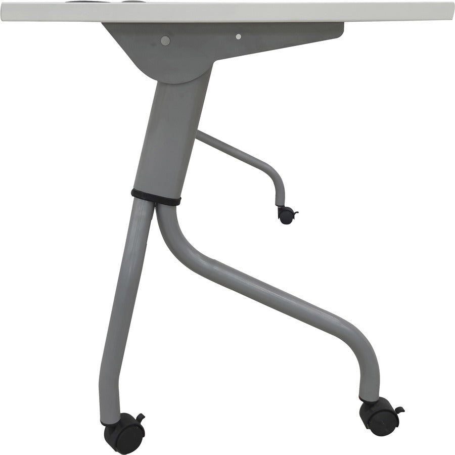 Lorell Flip Top Training Table - For - Table TopWhite Rectangle Top - Silver Folding Base - 4 Legs - 23.60" Table Top Length x 48" Table Top Width - 29.50" Height - Assembly Required - 1 Each