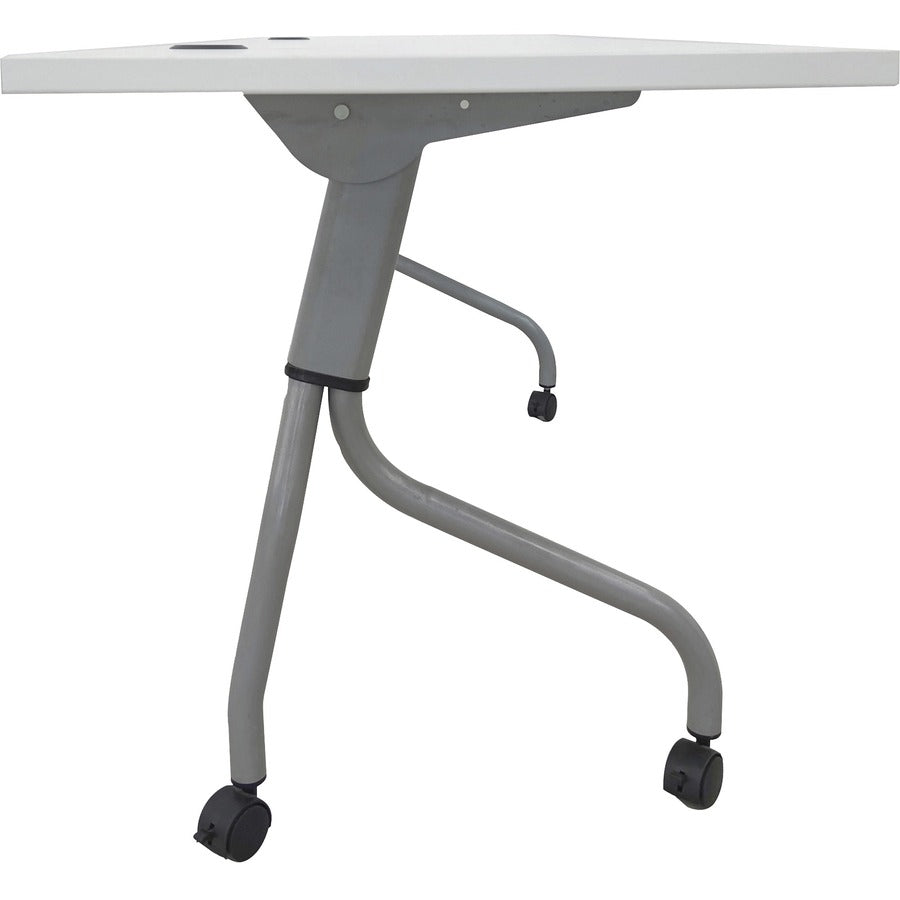 Lorell Flip Top Training Table - For - Table TopWhite Top - Silver Base - 4 Legs - 23.60" Table Top Length x 72" Table Top Width - 29.50" Height - Assembly Required - 1 Each