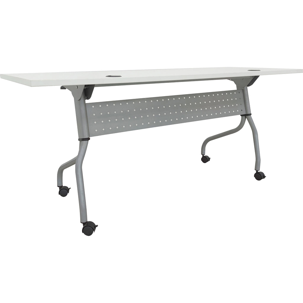 Lorell Flip Top Training Table - For - Table TopWhite Top - Silver Base - 4 Legs - 23.60" Table Top Length x 72" Table Top Width - 29.50" Height - Assembly Required - 1 Each