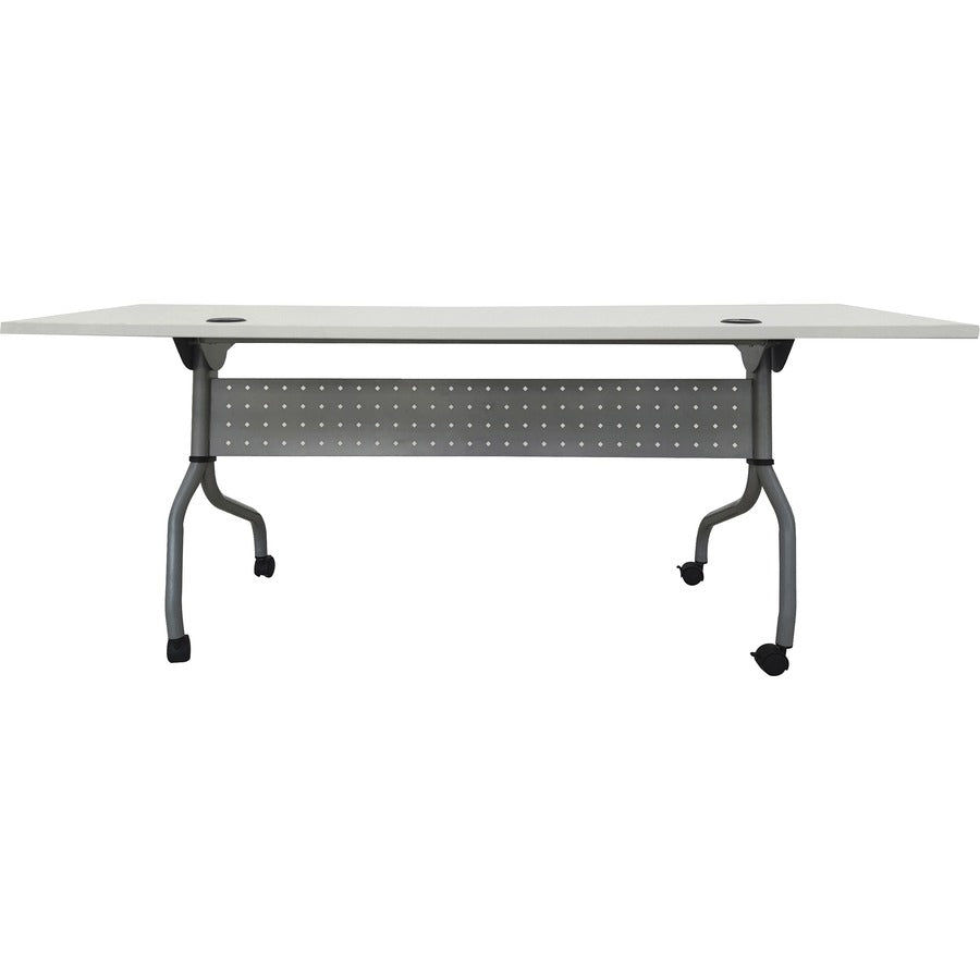 Lorell Flip Top Training Table - For - Table TopWhite Top - Silver Base - 4 Legs - 23.60" Table Top Length x 72" Table Top Width - 29.50" Height - Assembly Required - 1 Each