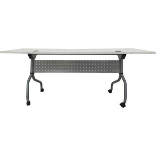 Lorell Flip Top Training Table - For - Table TopWhite Top - Silver Base - 4 Legs - 23.60" Table Top Length x 72" Table Top Width - 29.50" Height - Assembly Required - 1 Each
