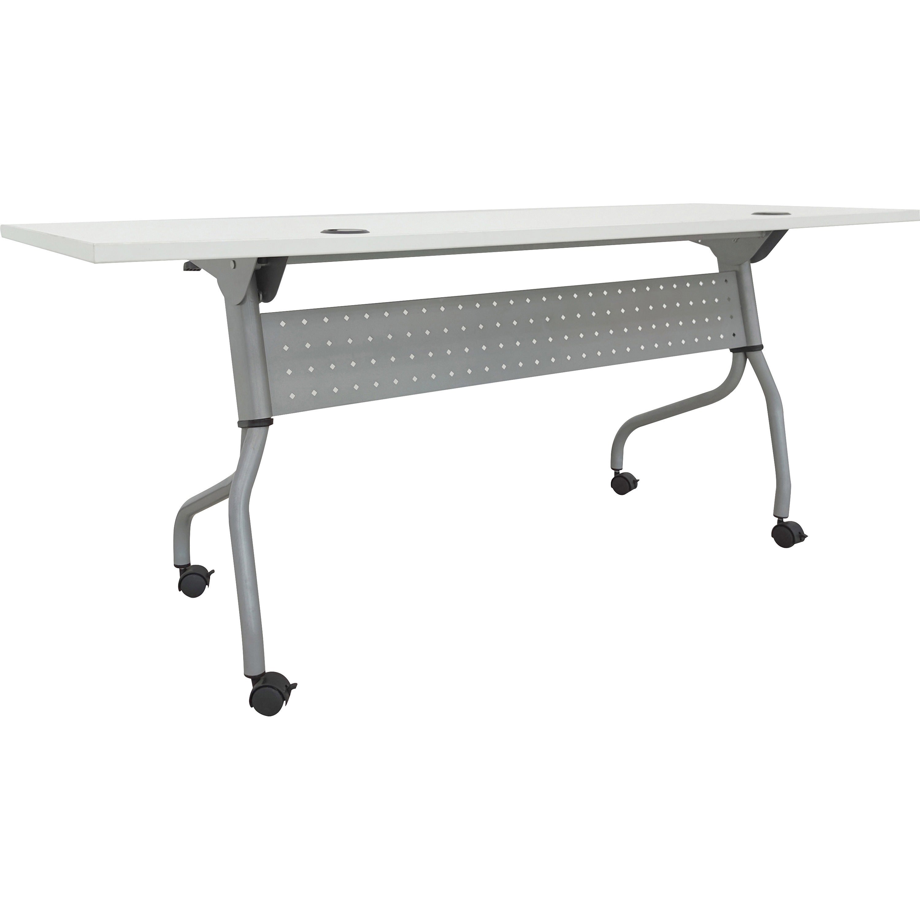 lorell-flip-top-training-table-for-table-topwhite-top-silver-base-4-legs-2360-table-top-length-x-72-table-top-width-2950-height-assembly-required-1-each_llr60743 - 1