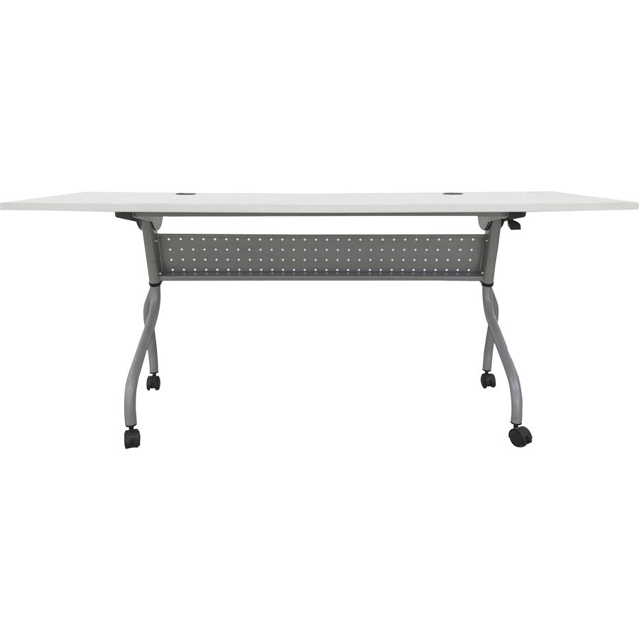 Lorell Flip Top Training Table - For - Table TopWhite Top - Silver Base - 4 Legs - 23.60" Table Top Length x 72" Table Top Width - 29.50" Height - Assembly Required - 1 Each