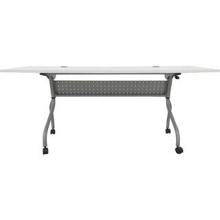 Lorell Flip Top Training Table - For - Table TopWhite Top - Silver Base - 4 Legs - 23.60" Table Top Length x 72" Table Top Width - 29.50" Height - Assembly Required - 1 Each