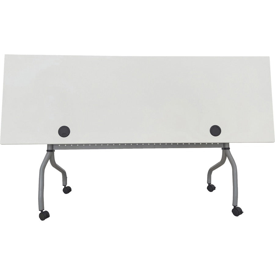 Lorell Flip Top Training Table - For - Table TopWhite Top - Silver Base - 4 Legs - 23.60" Table Top Length x 72" Table Top Width - 29.50" Height - Assembly Required - 1 Each