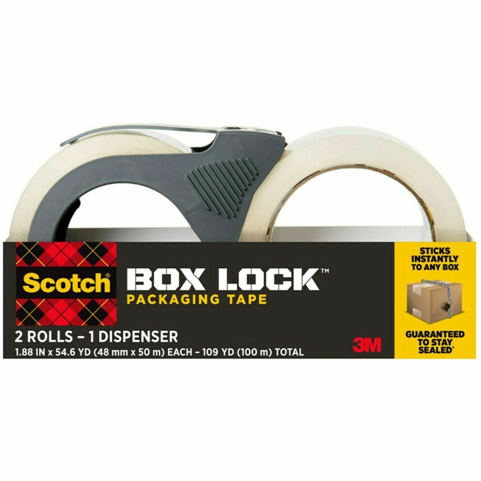 scotch-box-lock-dispenser-packaging-tape-55-yd-length-x-188-width-dispenser-included-2-pack-clear_mmm395021rd - 1