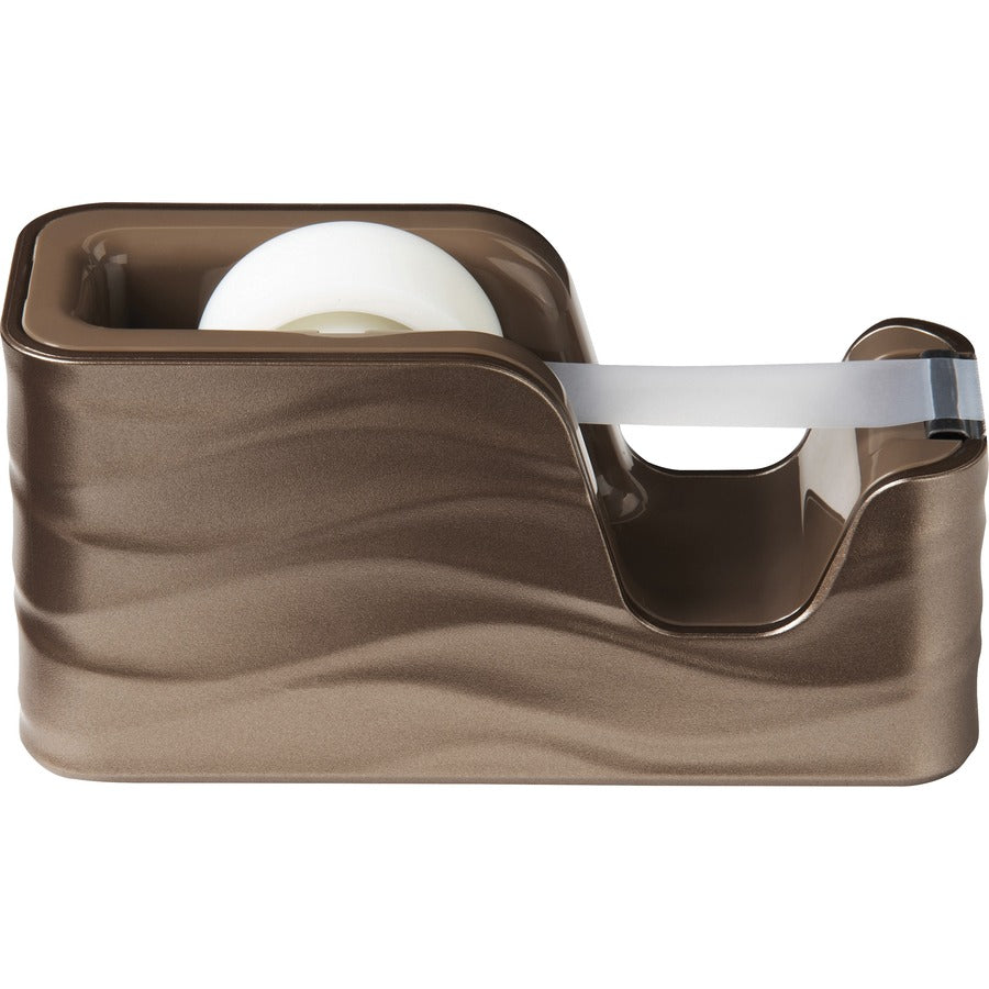 scotch-wave-desktop-tape-dispenser-1-core-refillable-impact-resistant-non-skid-base-weighted-base-plastic-bronze-1-each_mmmc20wavemb - 2