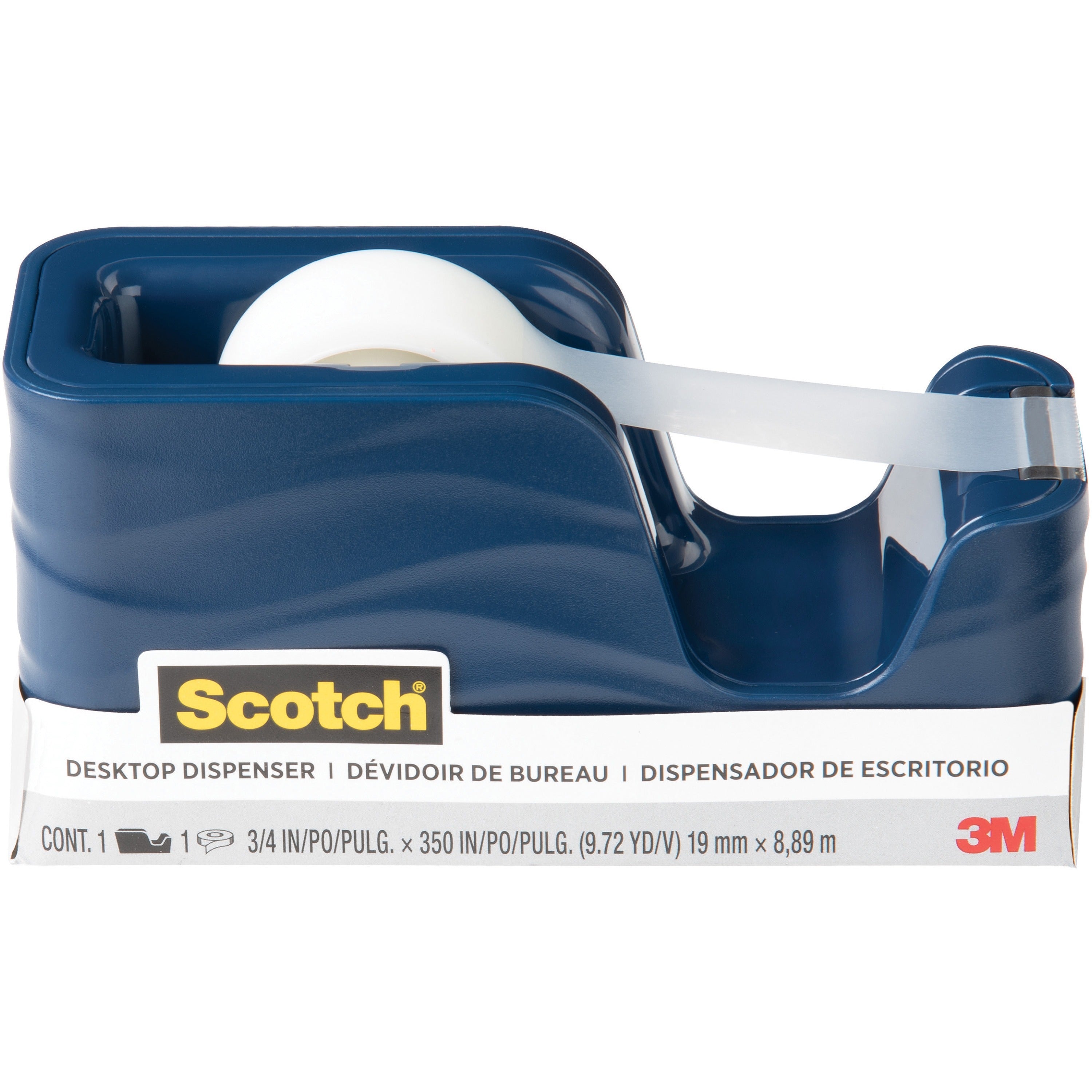 scotch-wave-desktop-tape-dispenser-1-core-refillable-impact-resistant-non-skid-base-weighted-base-plastic-metallic-blue-1-each_mmmc20wavemi - 1