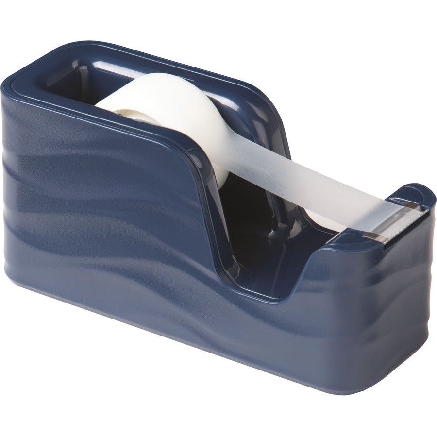 scotch-wave-desktop-tape-dispenser-1-core-refillable-impact-resistant-non-skid-base-weighted-base-plastic-metallic-blue-1-each_mmmc20wavemi - 2
