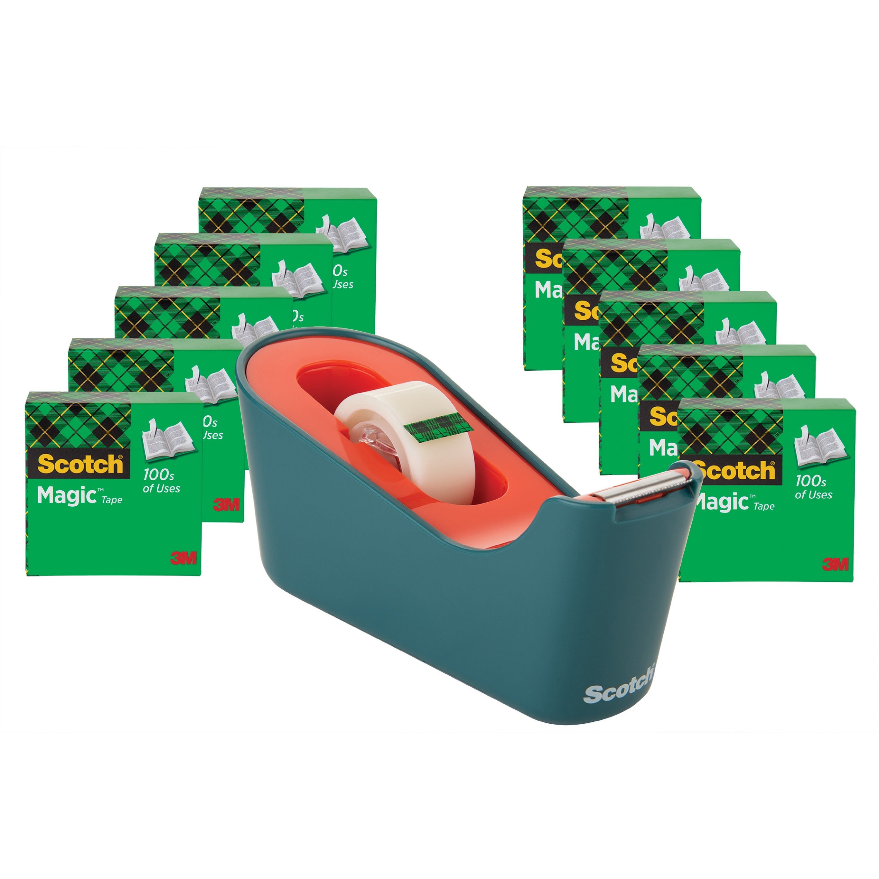 scotch-magic-tape-c18-dispenser-value-pack-33333-yd-length-x-075-width-dispenser-included-10-seafoam-green_mmm810k10c18sea - 1