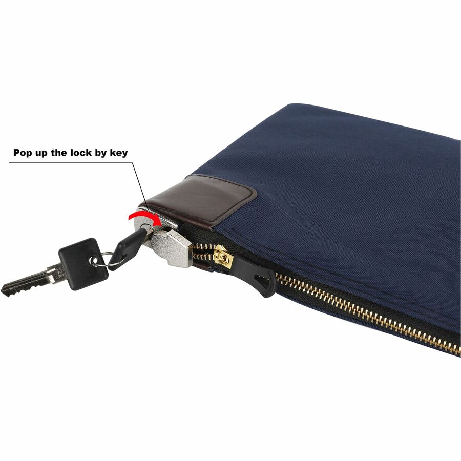 Sparco Locking Currency Bag - 8.50" Width x 11" Length - Navy - 1/Pack - Coin, Currency, Document