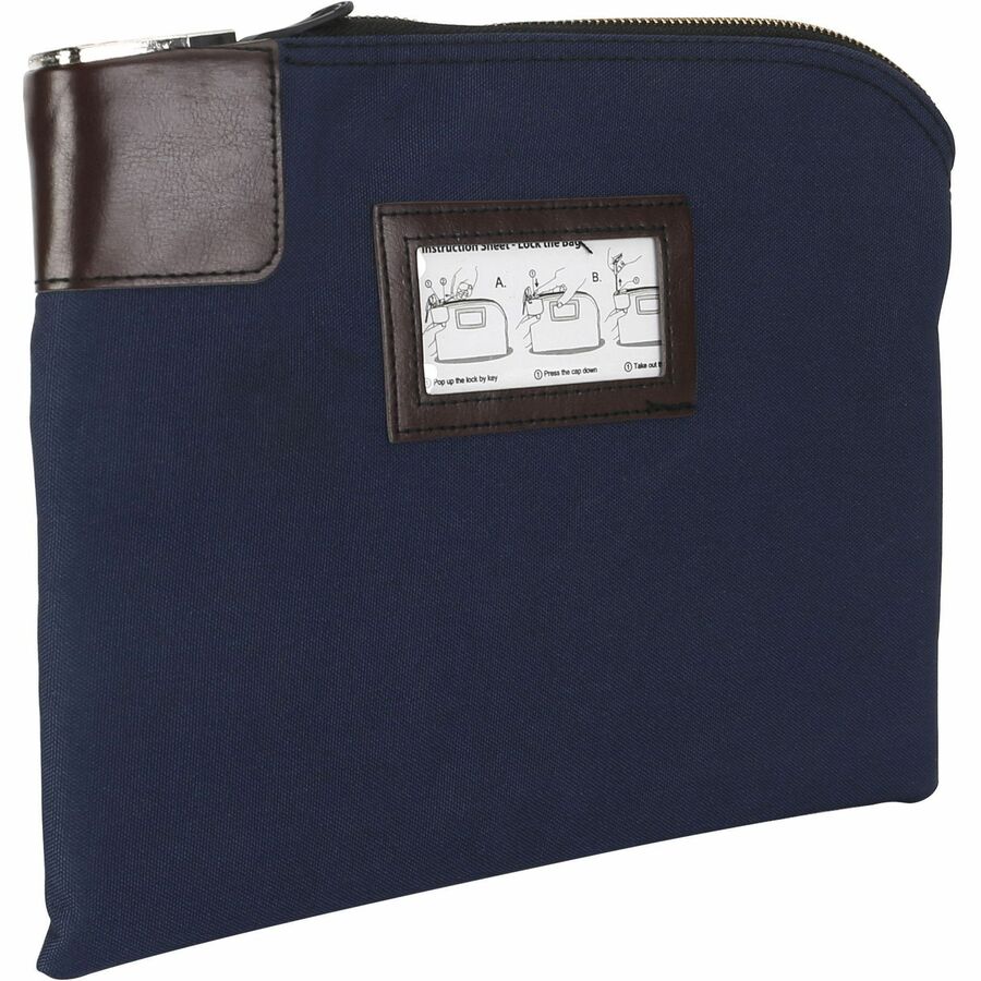 Sparco Locking Currency Bag - 8.50" Width x 11" Length - Navy - 1/Pack - Coin, Currency, Document