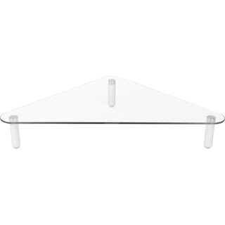 Glass Corner Monitor Riser, 19.7" x 11" x 3.25", Clear, Supports 40 lbs