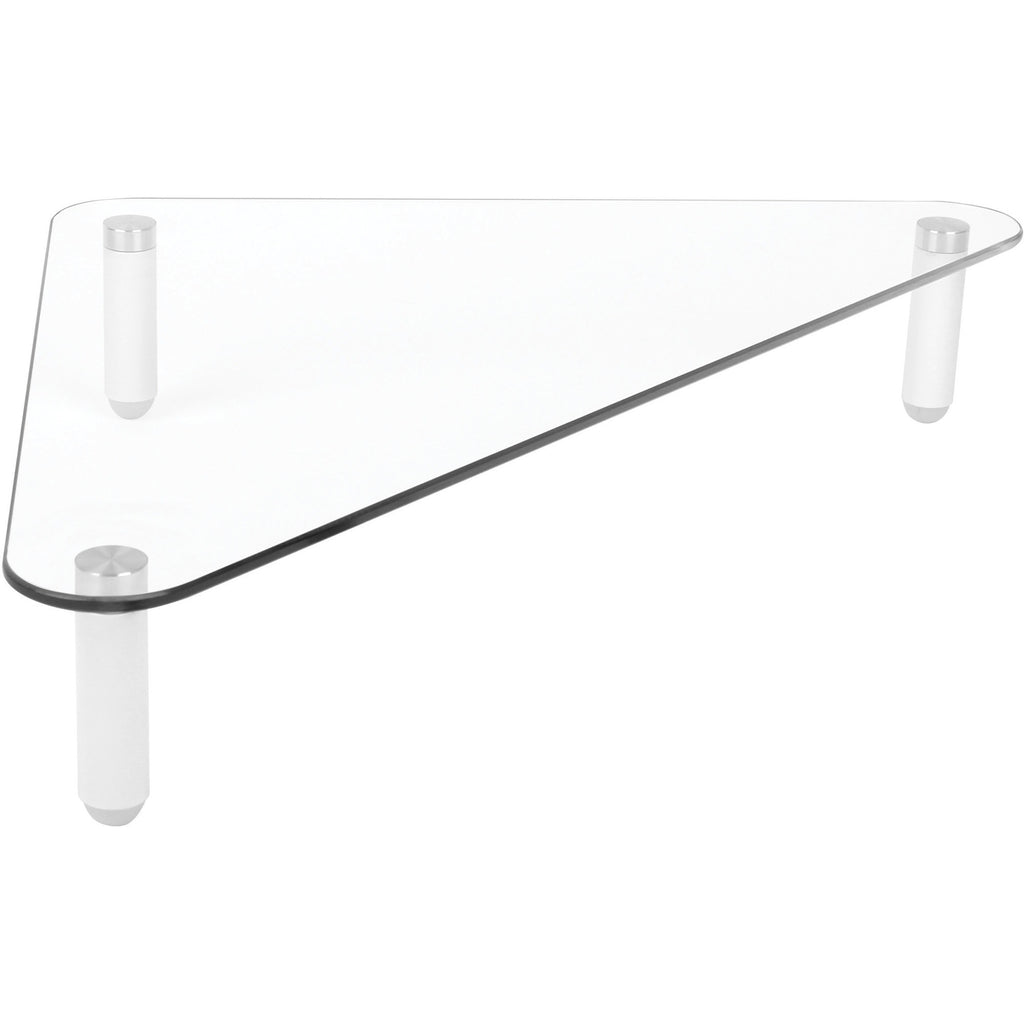 Glass Corner Monitor Riser, 19.7" x 11" x 3.25", Clear, Supports 40 lbs