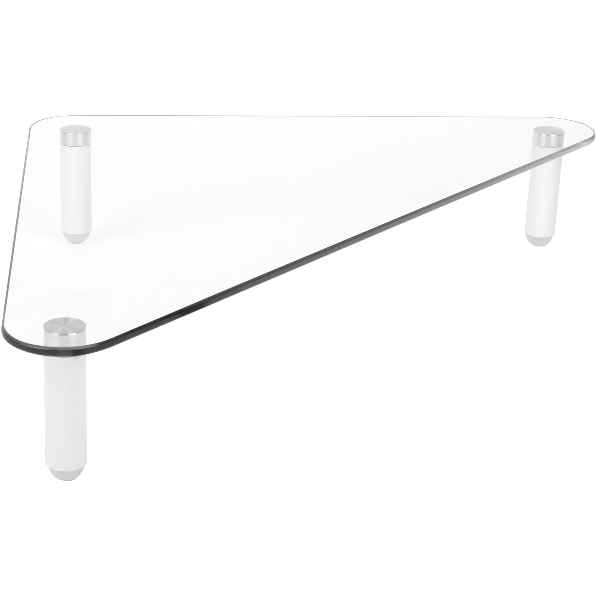 Glass Corner Monitor Riser, 19.7" x 11" x 3.25", Clear, Supports 40 lbs
