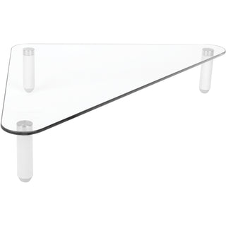 Glass Corner Monitor Riser, 19.7" x 11" x 3.25", Clear, Supports 40 lbs
