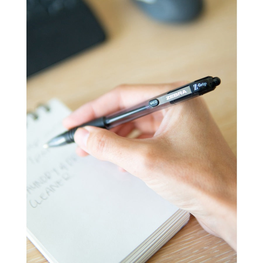Z-Grip Ballpoint Pen, Retractable, Medium 0.7 mm, Black Ink, Clear/Black Barrel, 30/Pack