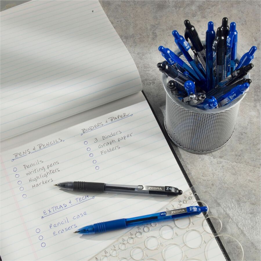 Zebra Pen Z-Grip Retractable Ballpoint Pen - 0.7 mm Pen Point Size - Retractable - Blue - 12 / Pack