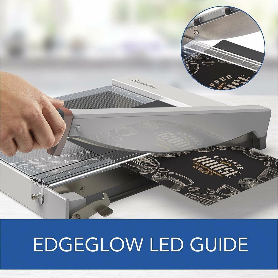 Swingline 1215G/1225G Guillotine Trimmer - 25 Sheet Cutting Capacity - 12" Cutting Length - Easy to Use, Built-in LED, Sturdy - Wood, Plastic - Silver - 1 Each