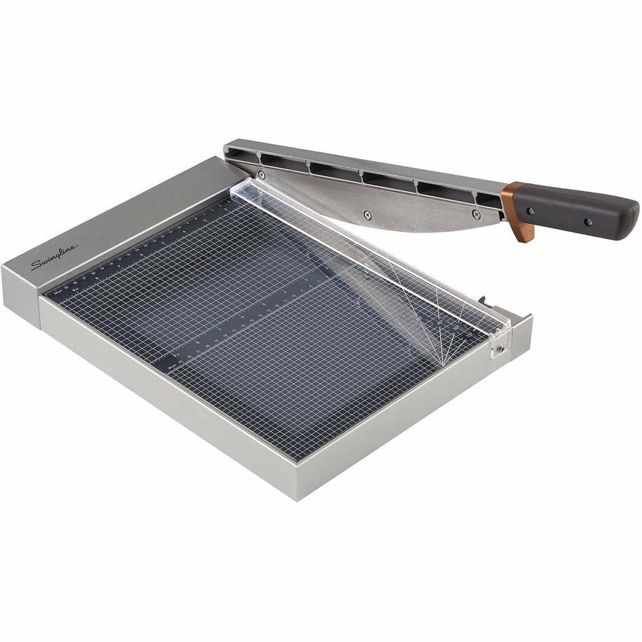 Swingline 1215G/1225G Guillotine Trimmer - 25 Sheet Cutting Capacity - 12" Cutting Length - Easy to Use, Built-in LED, Sturdy - Wood, Plastic - Silver - 1 Each