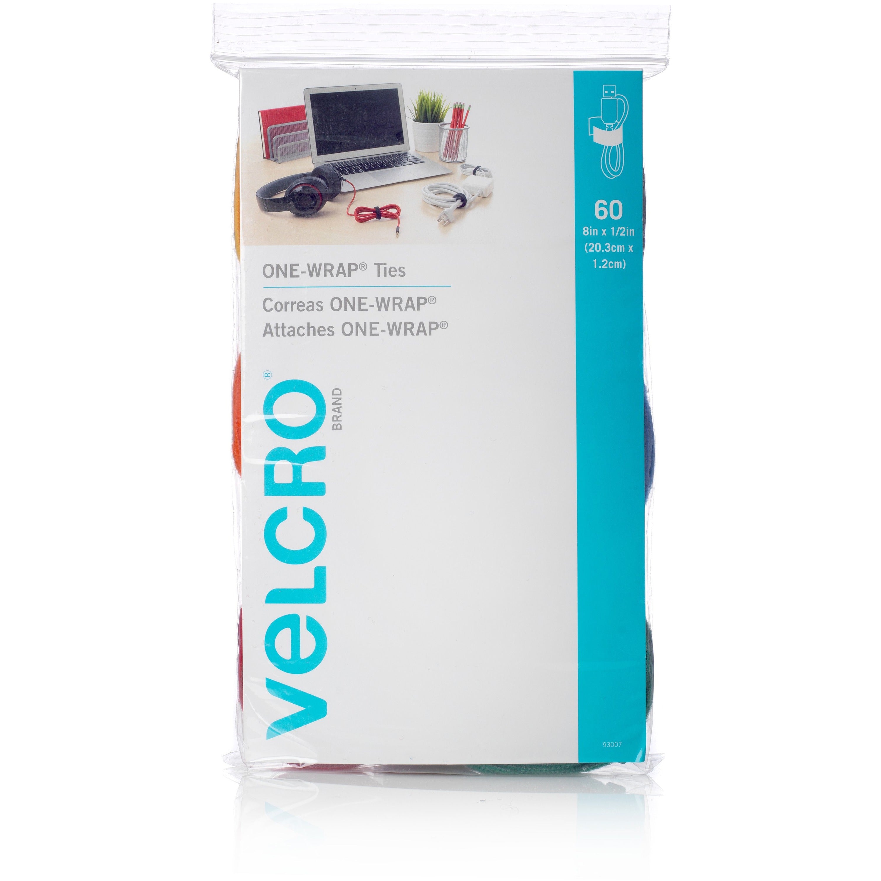VELCRO One Wrap Cable Ties - Cable Tie - Assorted - 60 - 8" Length