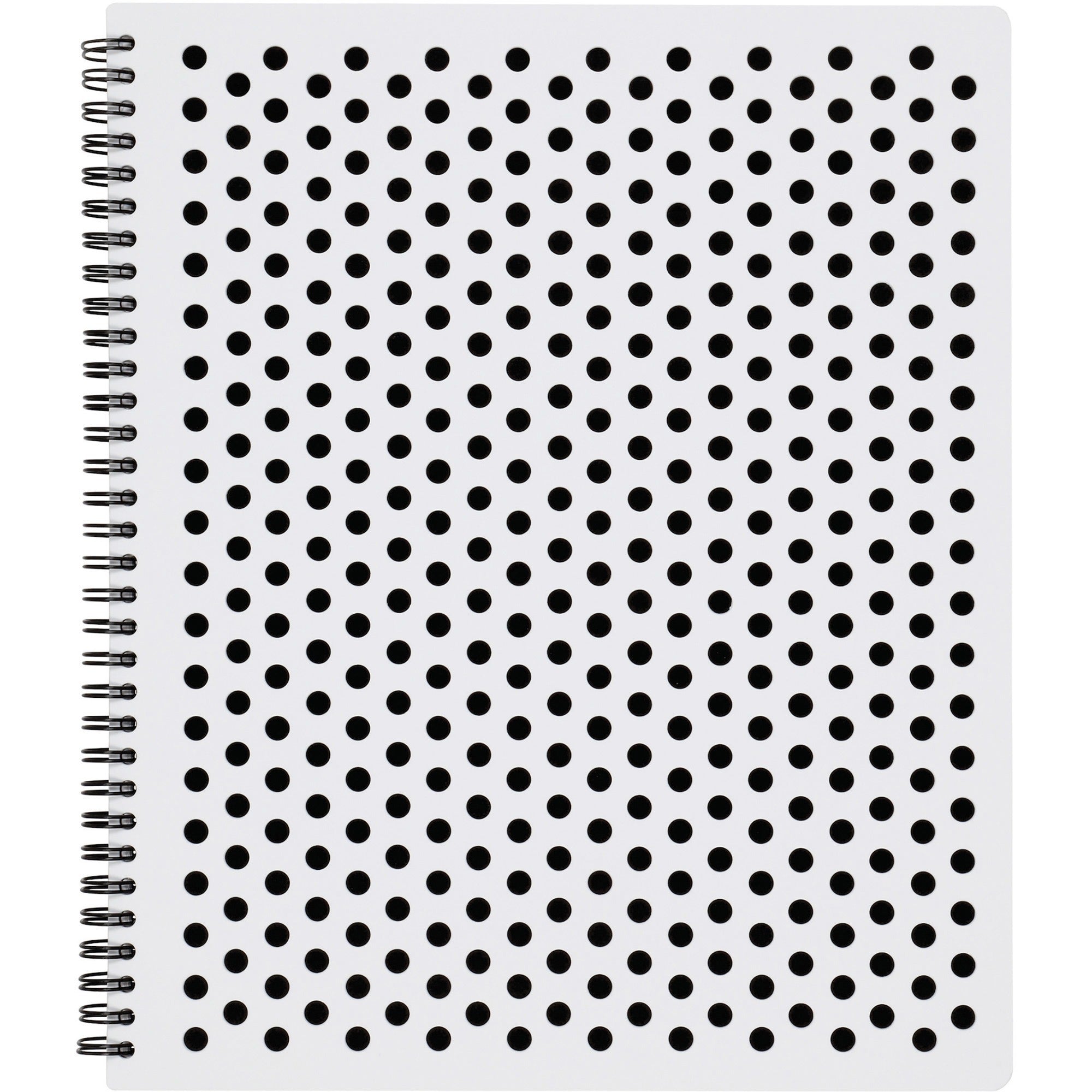 TOPS Polka Dot Design Spiral Notebook - Double Wire Spiral - College Ruled - 3 Hole(s) - 11" x 9" - Black Polka Dot Cover - Micro Perforated, Hole-punched, Durable, Wear Resistant, Damage Resistant - 1 Each
