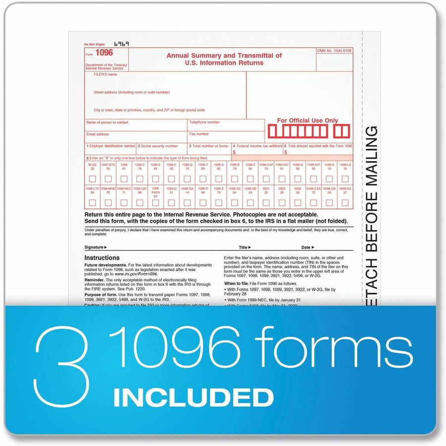 1099-MISC Tax Forms, Fiscal Year: 2023, Five-Part Carbonless, 8.5 x 5.5, 2 Forms/Sheet, 50 Forms Total