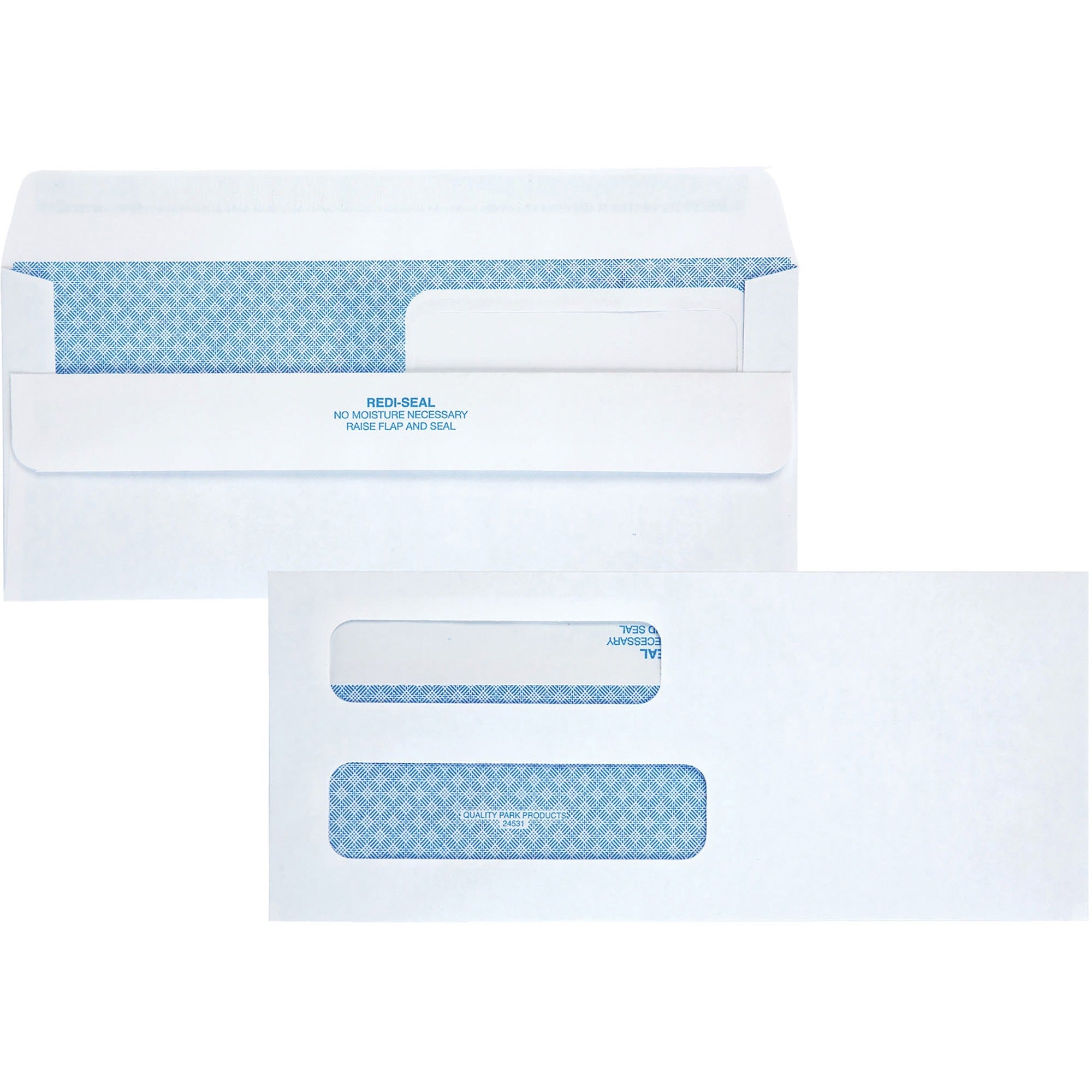 Double Window Redi-Seal Security-Tinted Envelope, #8 5/8, Commercial Flap, Redi-Seal Closure, 3.63 x 8.63, White, 250/Carton