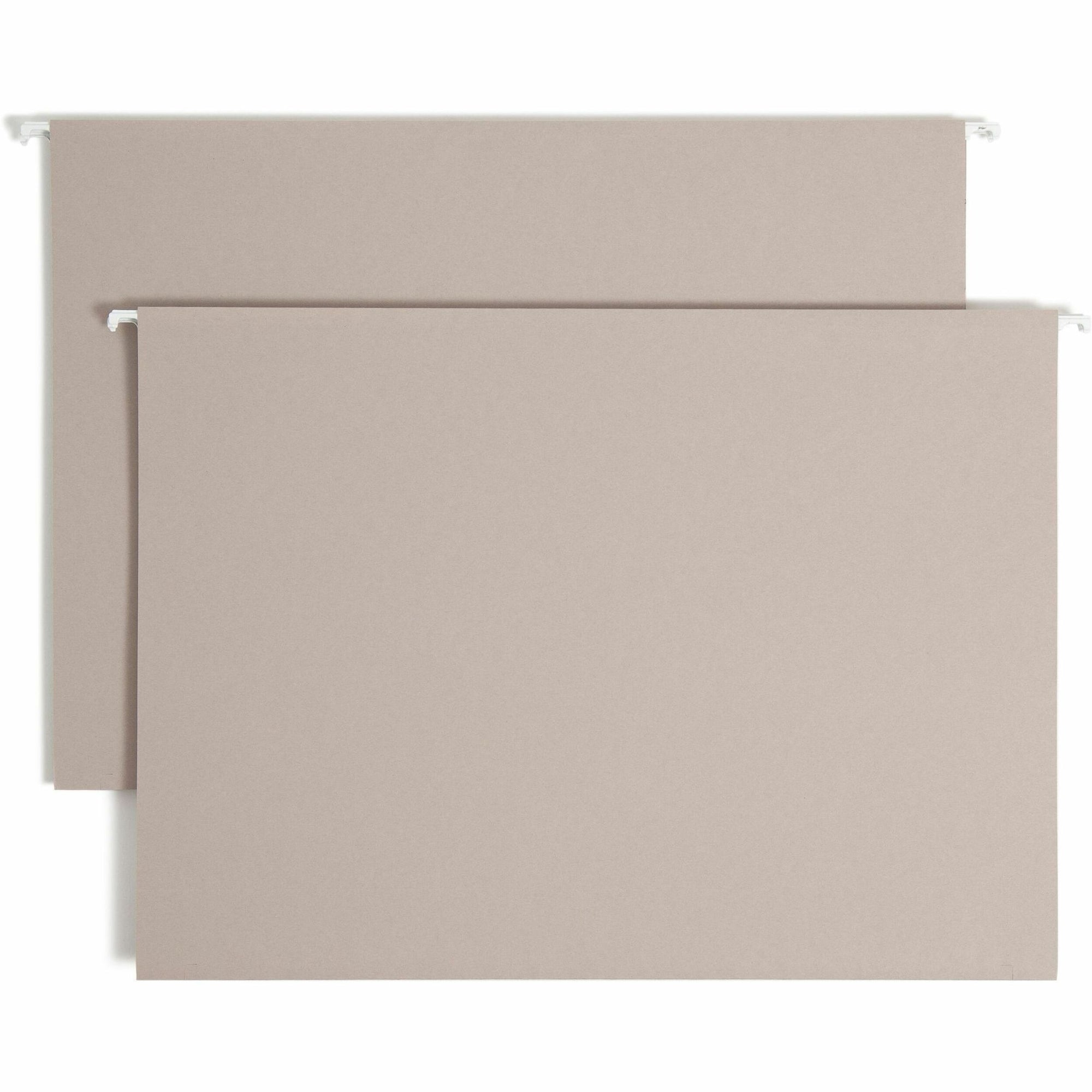 Smead TUFF 1/3 Tab Cut Legal Recycled Hanging Folder - 8 1/2" x 14" - 3" Expansion - Top Tab Location - Assorted Position Tab Position - Steel Gray - 10% Recycled - 18 / Box
