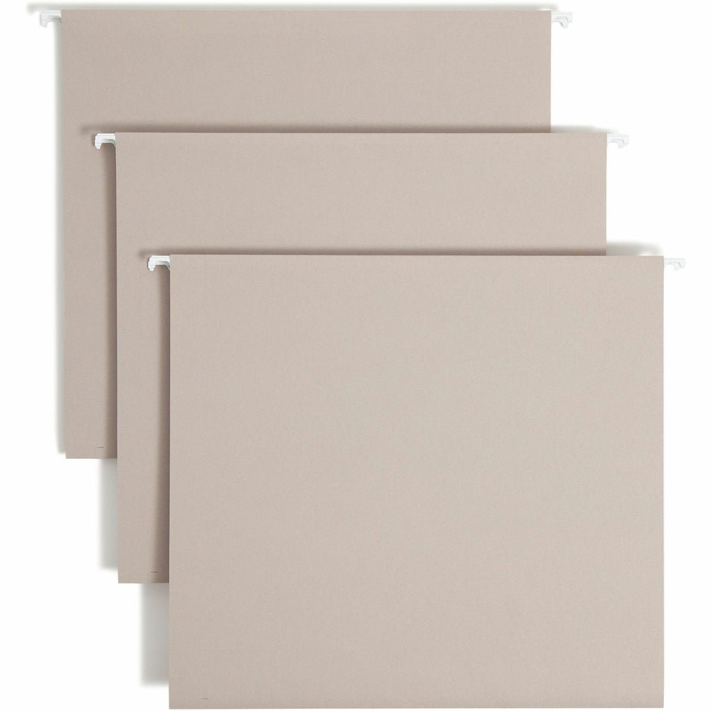 Smead TUFF 1/3 Tab Cut Letter Recycled Hanging Folder - 8 1/2" x 11" - 3" Expansion - Top Tab Location - Assorted Position Tab Position - Steel Gray - 10% Recycled - 18 / Box