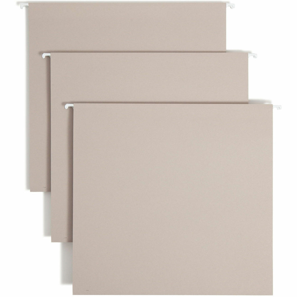TUFF Extra Capacity Hanging File Folders with Easy Slide Tabs, 4" Capacity, Letter, 1/3-Cut Tabs, Steel Gray, 18/Box