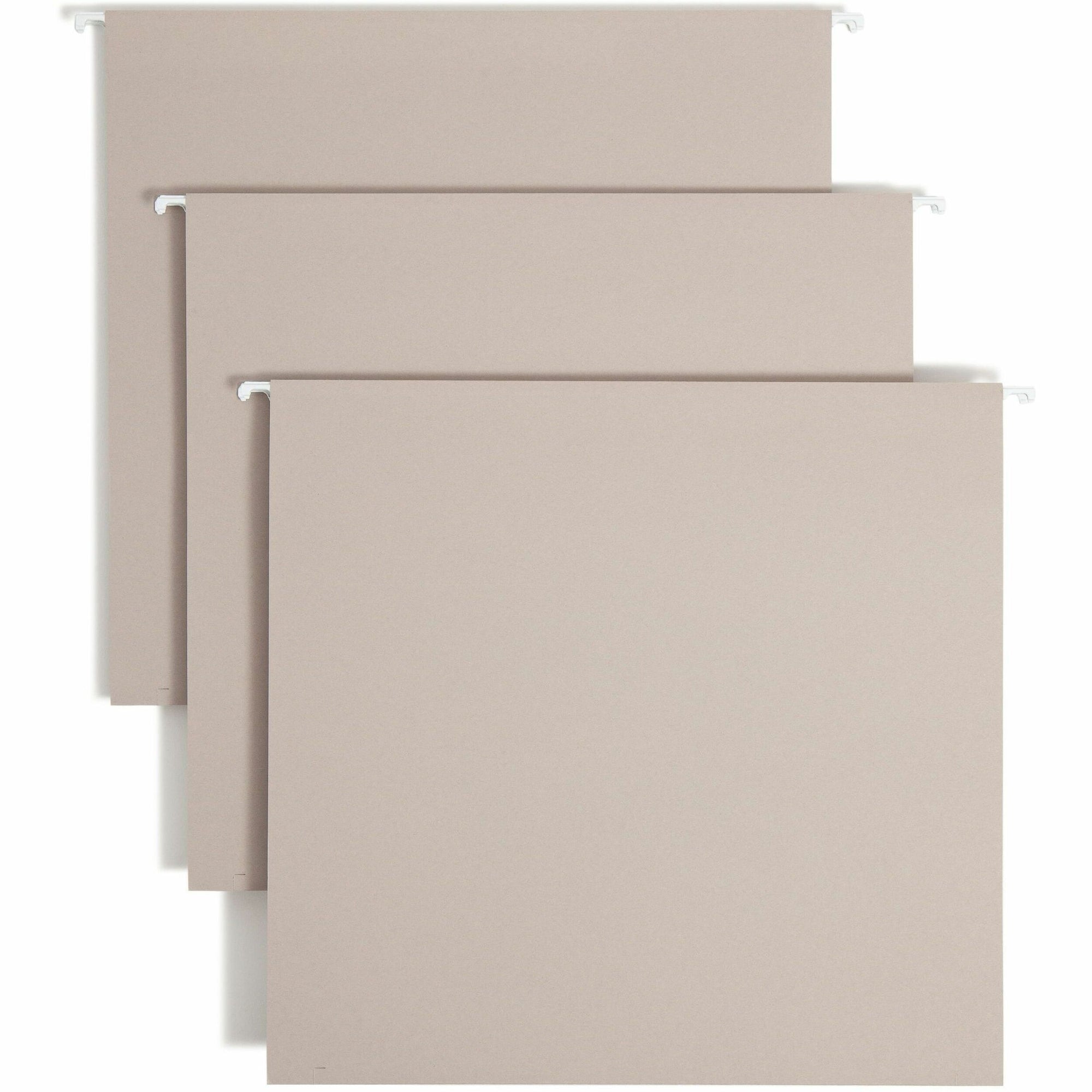 TUFF Extra Capacity Hanging File Folders with Easy Slide Tabs, 4" Capacity, Letter, 1/3-Cut Tabs, Steel Gray, 18/Box