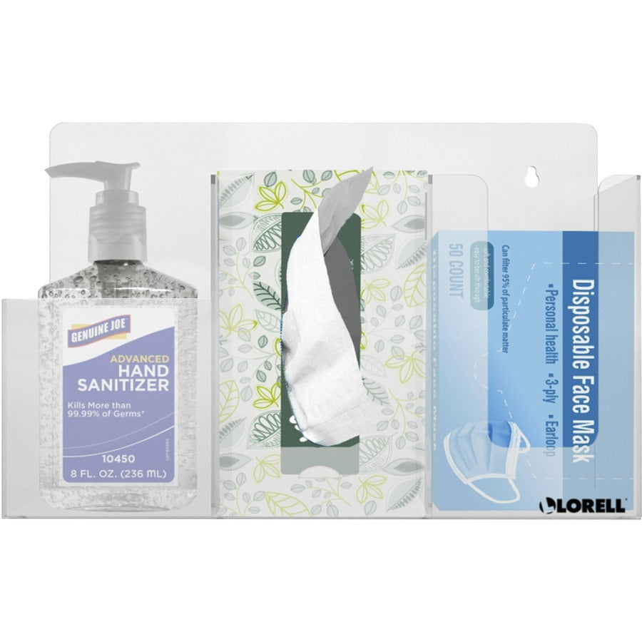 lorell-sanitation-station-99-height-x-148-width-x-45-depth-wall-mountable-freestanding-countertop-tabletop-acrylic-clear_llr03417 - 3