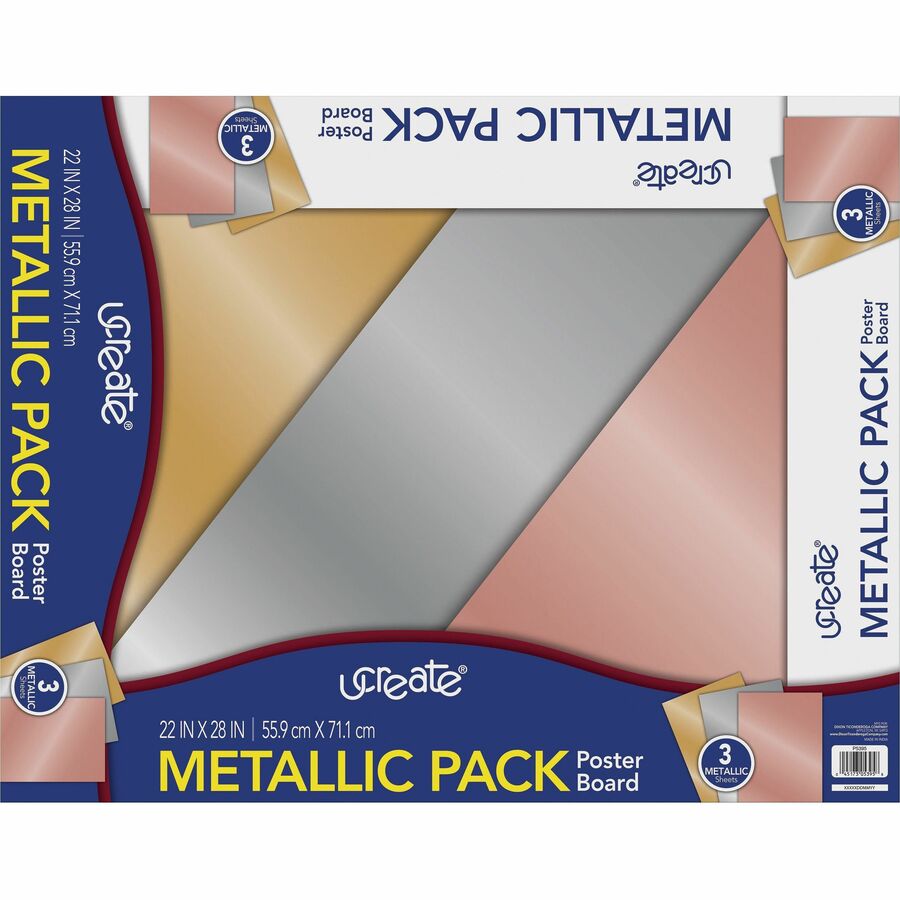 ucreate-metallic-poster-board-craft-project-art-project-mounting-poster-sign-display-22width-x-28length-3-pack-assorted-metallic_pacp5395 - 8