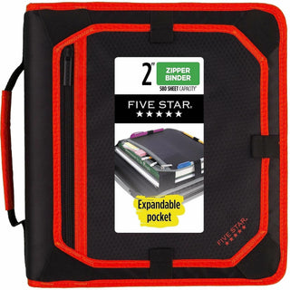 Zipper Binder and Expansion Panel, 3 Rings, 2" Capacity, 11 x 8.5, Assorted