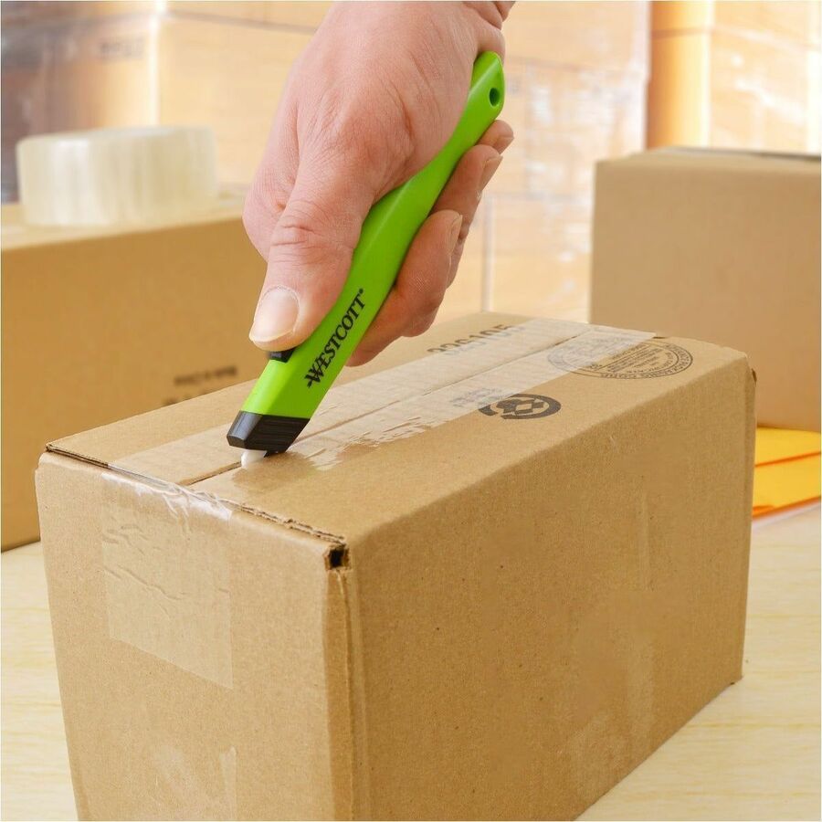 Safety Ceramic Blade Box Cutter, 0.5" Blade, 5.5" Plastic Handle, Green