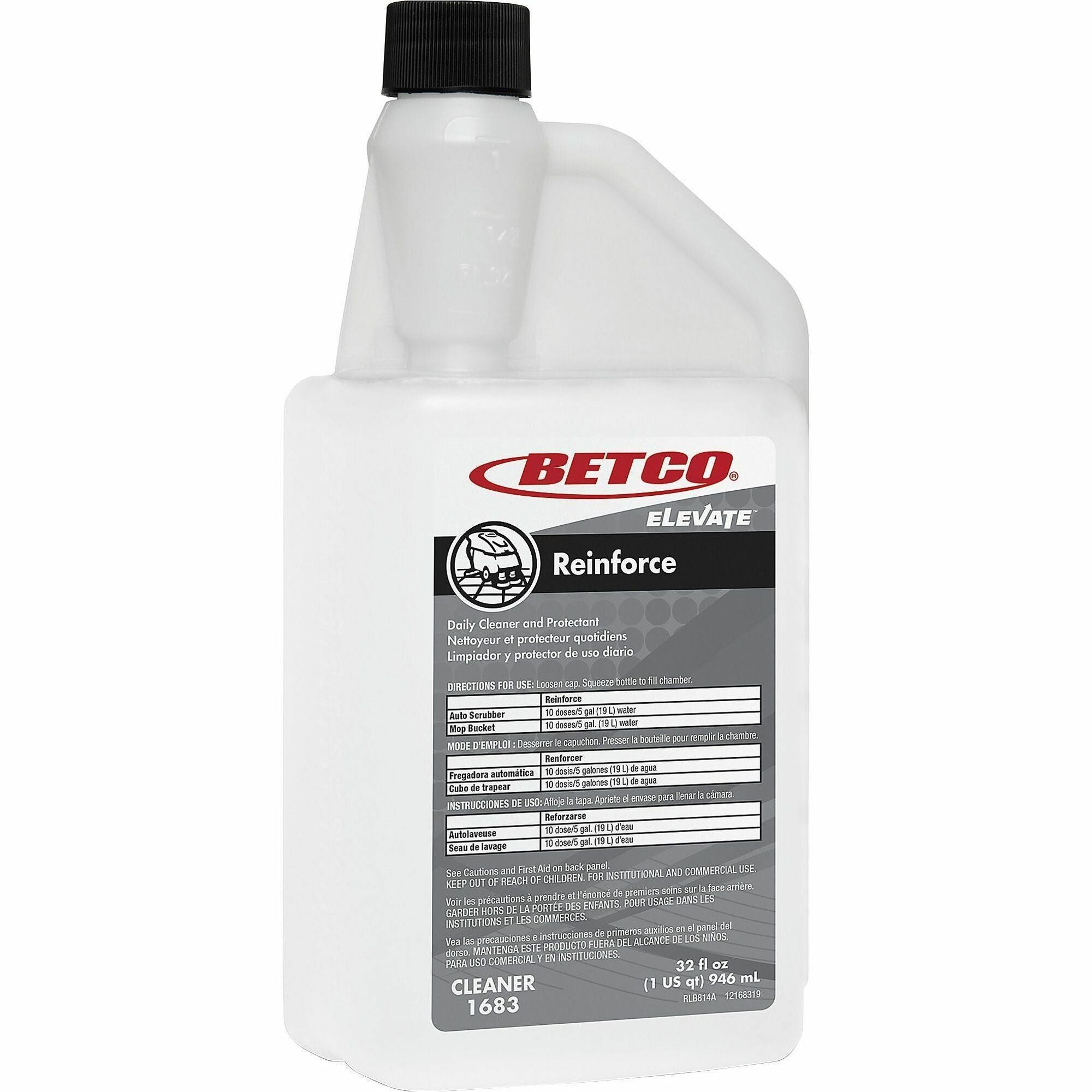 Betco Elevate Reinforce Cleaner, Citrus Scent, 32 Oz, Pack Of 6 - Ready-To-Use - 32 fl oz (1 quart) - Citrus Scent - 6 / Carton - Abrasion Resistant, Scuff Resistant, Scratch Resistant