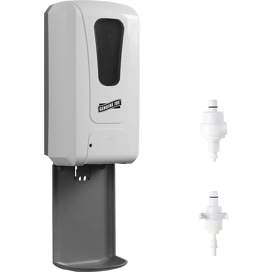 Genuine Joe 3-nozzle Touch-Free Dispenser - Automatic - 1.06 quart Capacity - Support 4 x C Battery - Touch-free, Lockable, Level Indicator, Site Window, Drip-free, Refillable - White - 1Each