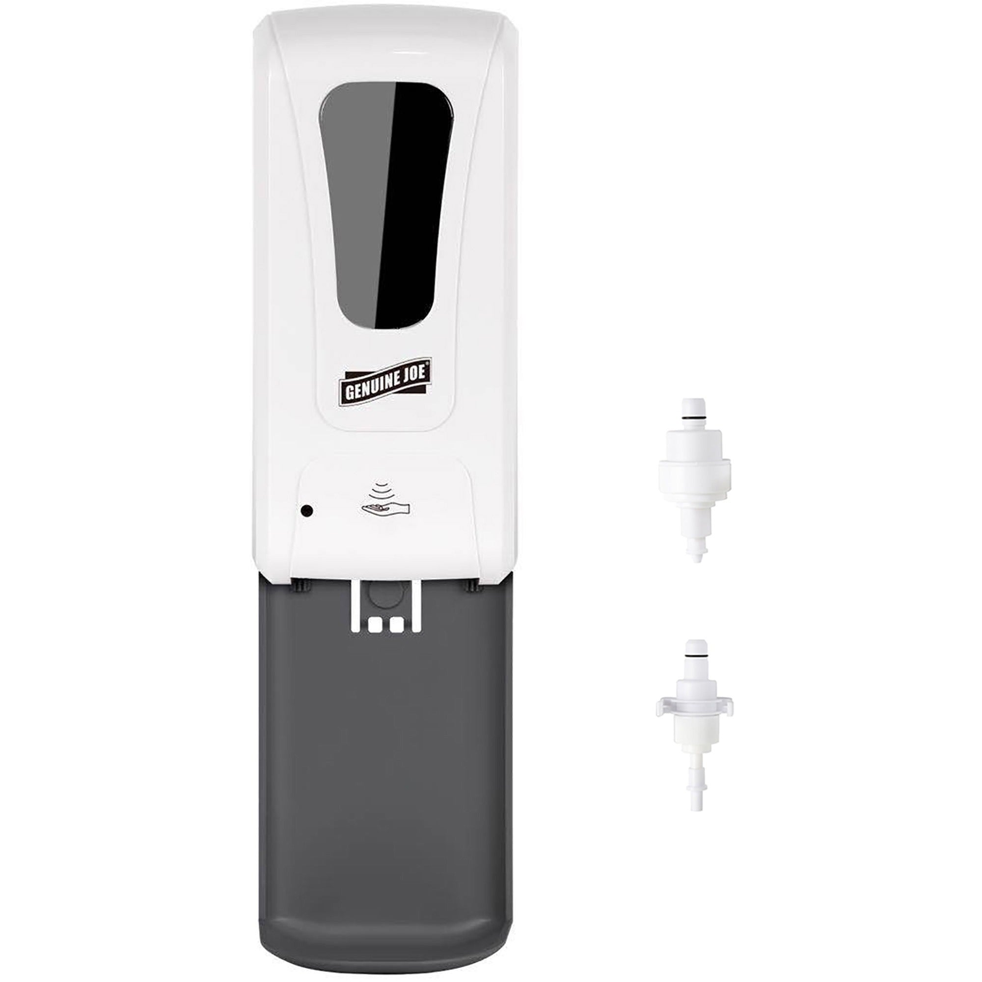 genuine-joe-3-nozzle-touch-free-dispenser-automatic-106-quart-capacity-support-4-x-c-battery-touch-free-lockable-level-indicator-site-window-drip-free-refillable-white-1each_gjo01404 - 1