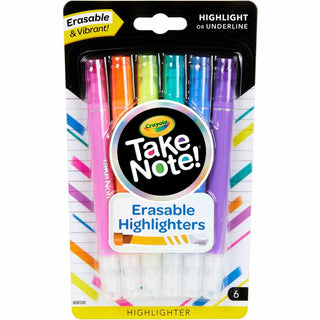 Crayola Take Note Erasable Highlighters - Chisel Marker Point Style - Assorted - 6 / Pack